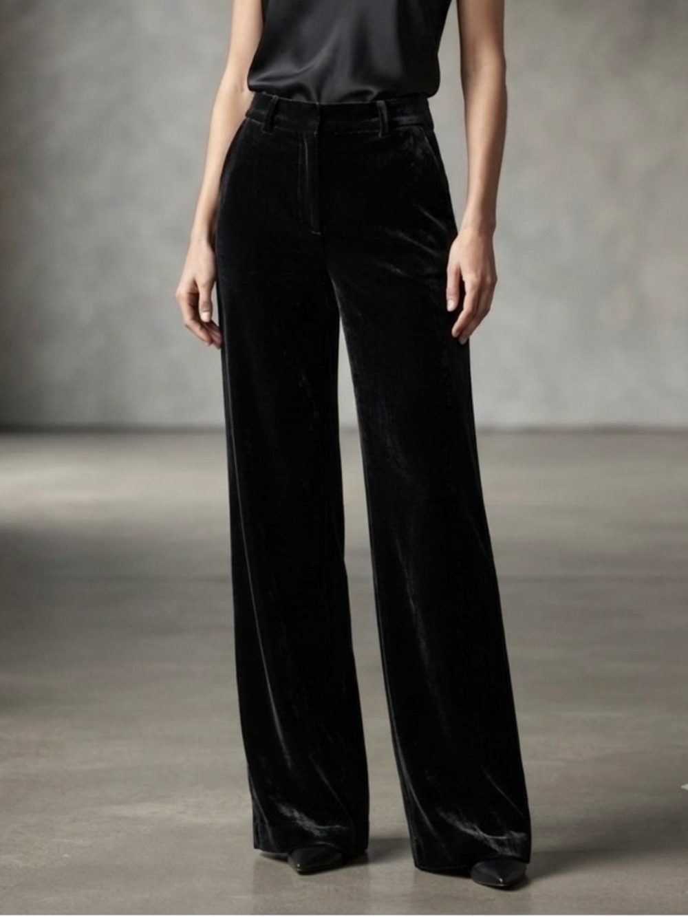 LOFT Peyton Wide Leg Velvet Trousers Women’s Size 2 Pleated Holiday Elegant